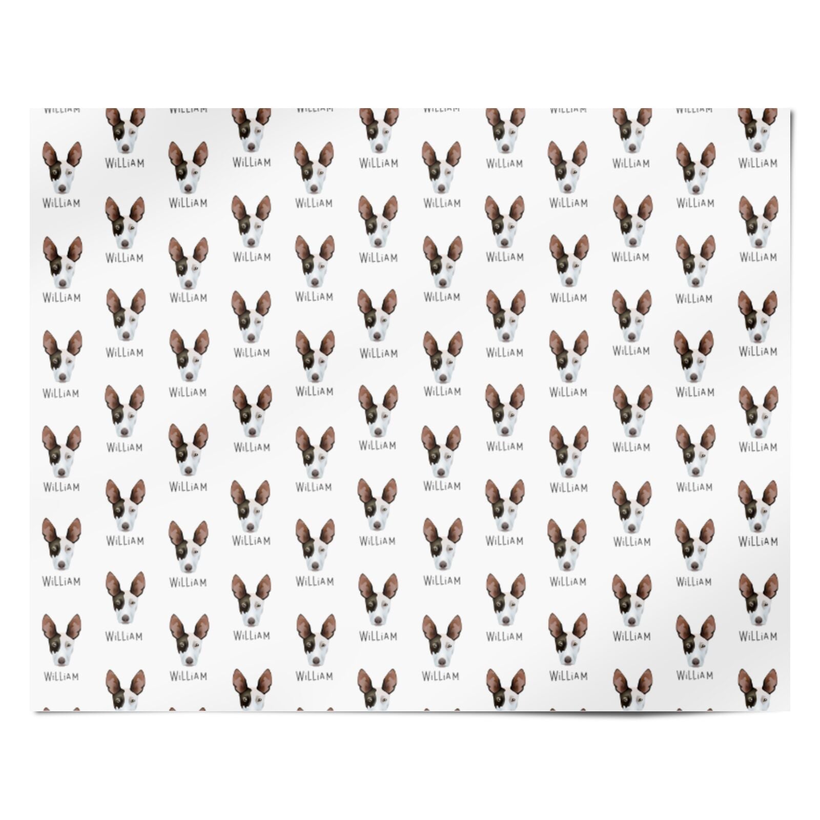 Ibizan Hound Icon with Name Personalised Wrapping Paper Alternative