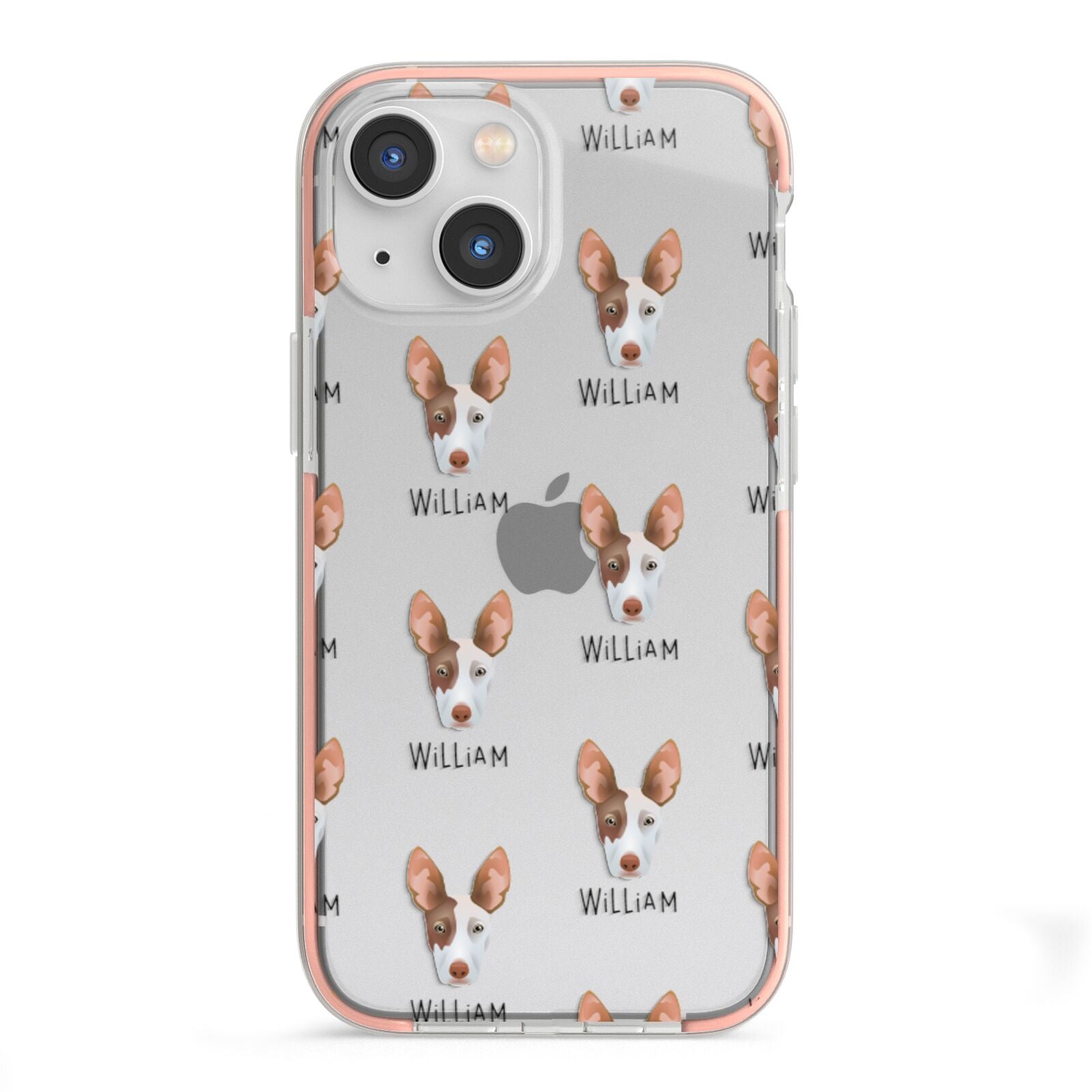 Ibizan Hound Icon with Name iPhone 13 Mini TPU Impact Case with Pink Edges