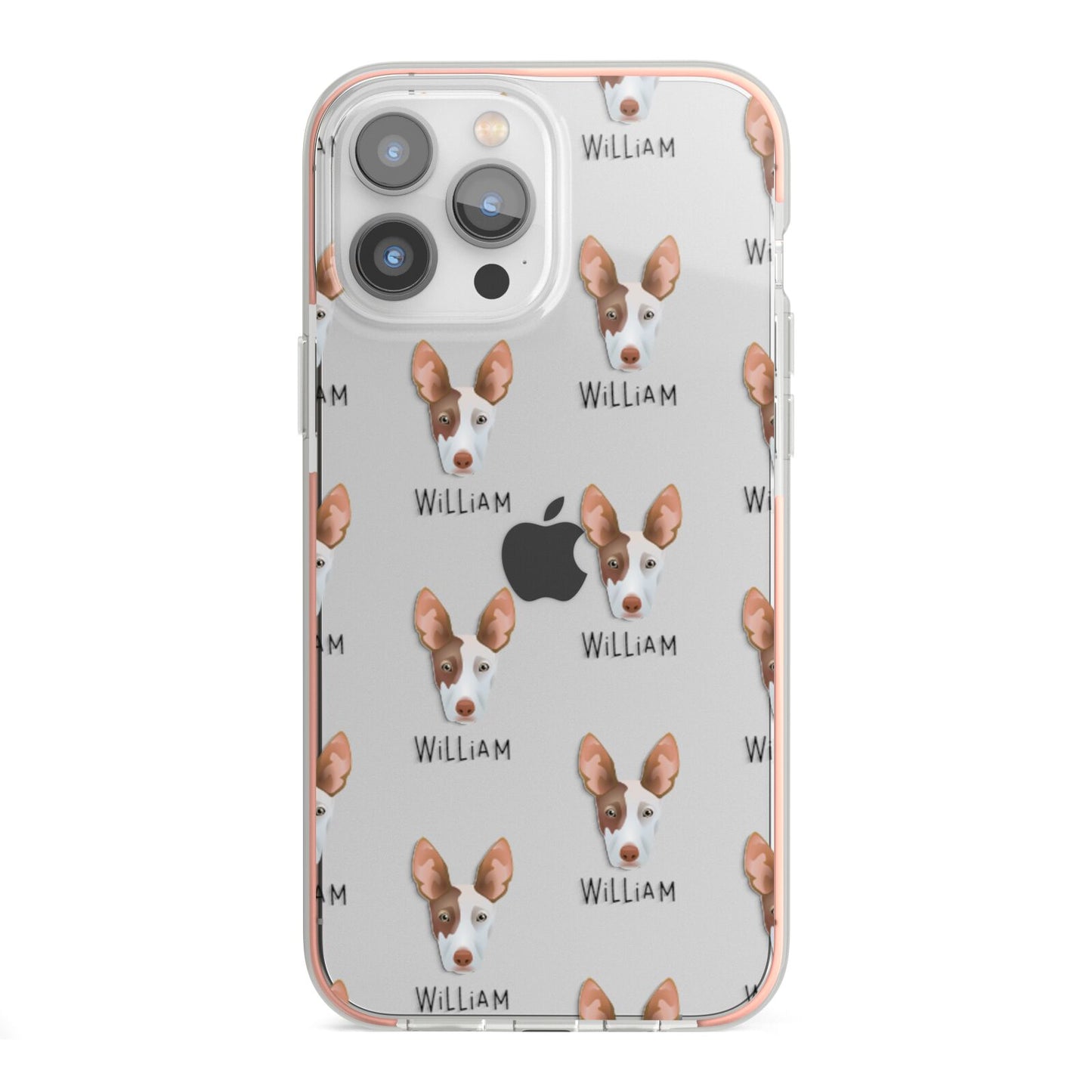 Ibizan Hound Icon with Name iPhone 13 Pro Max TPU Impact Case with Pink Edges