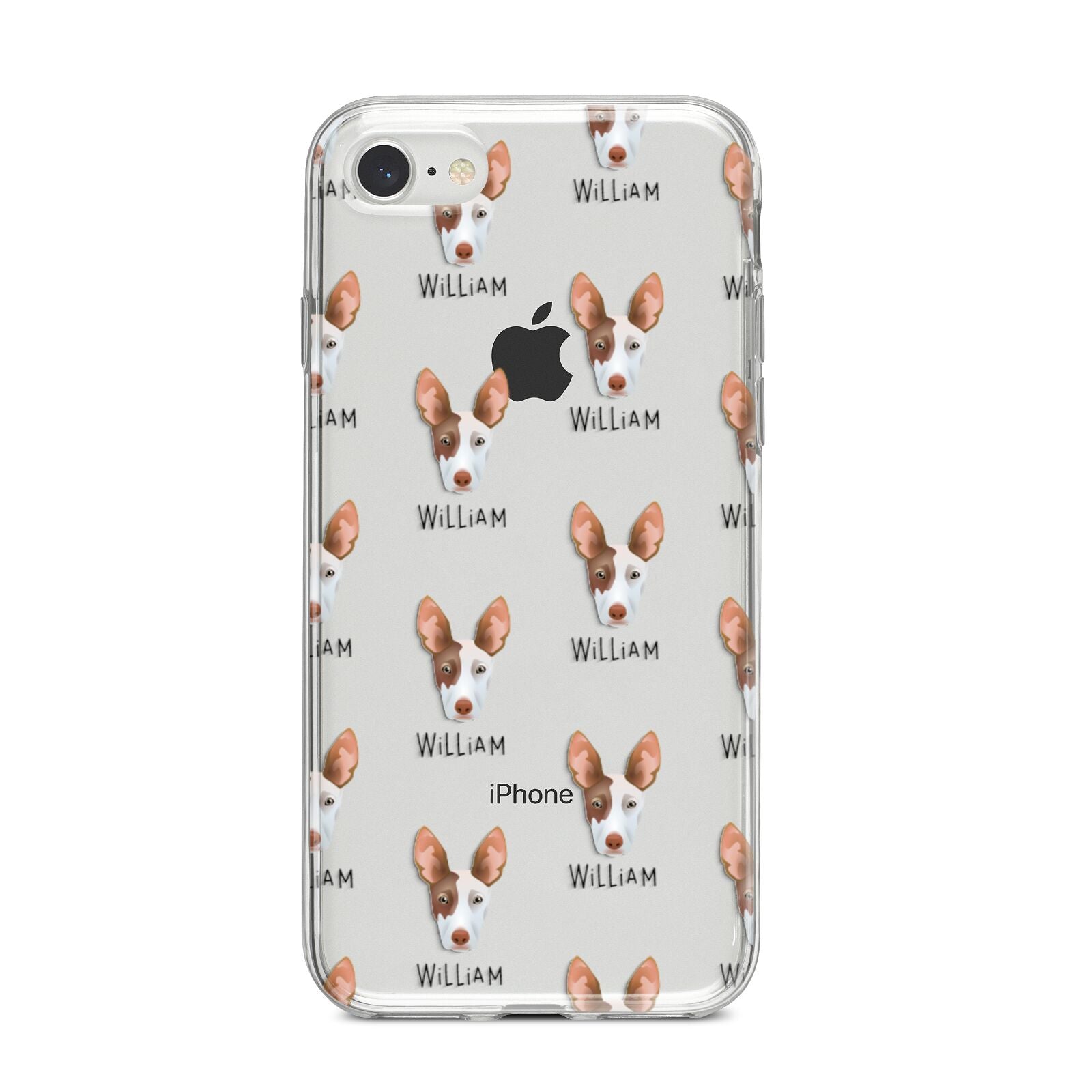 Ibizan Hound Icon with Name iPhone 8 Bumper Case on Silver iPhone