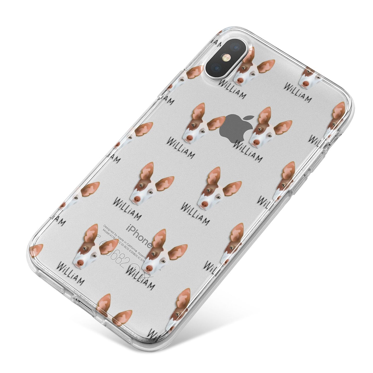 Ibizan Hound Icon with Name iPhone X Bumper Case on Silver iPhone