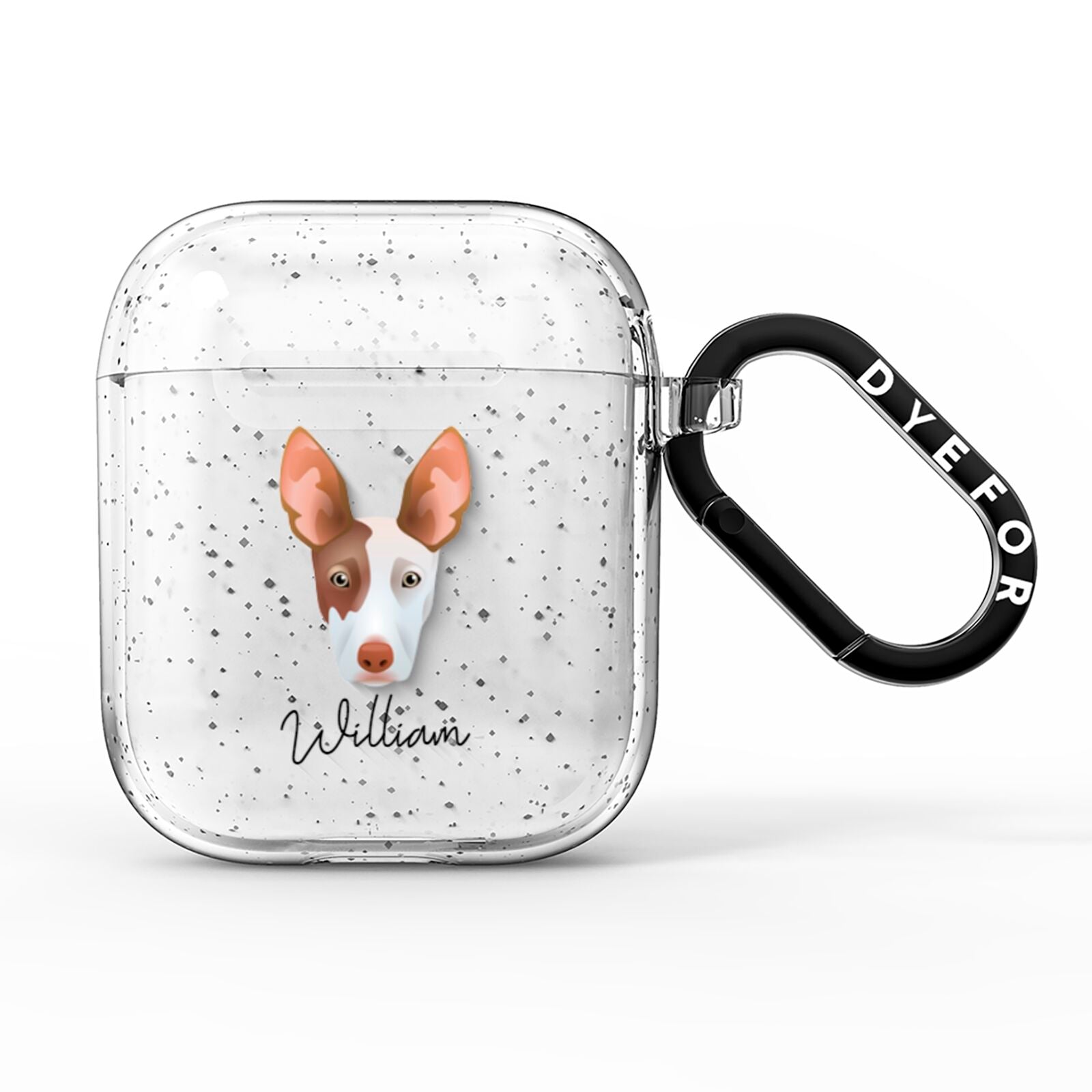 Ibizan Hound Personalised AirPods Glitter Case