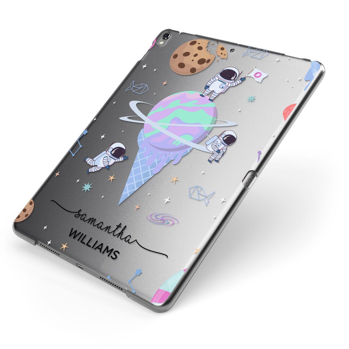 Ice Cream Planets with Name Apple iPad Case on Grey iPad Side View