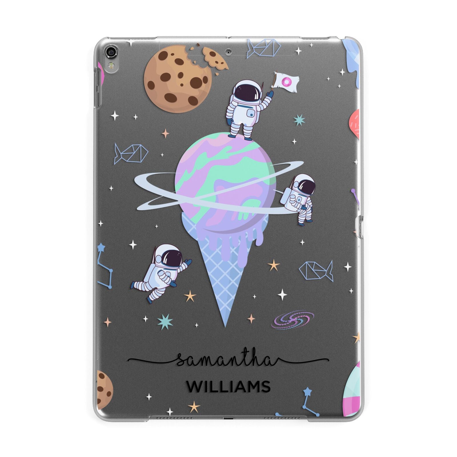 Ice Cream Planets with Name Apple iPad Grey Case