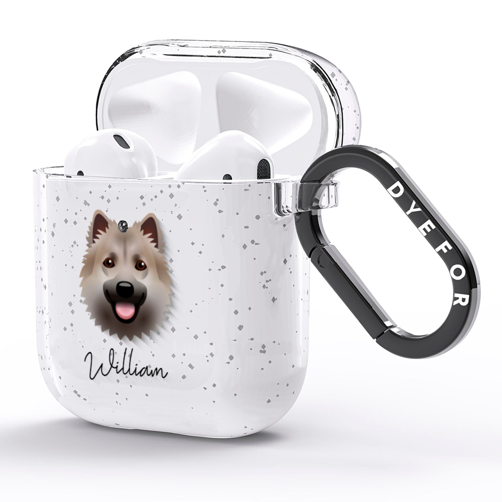 Icelandic Sheepdog Personalised AirPods Glitter Case Side Image