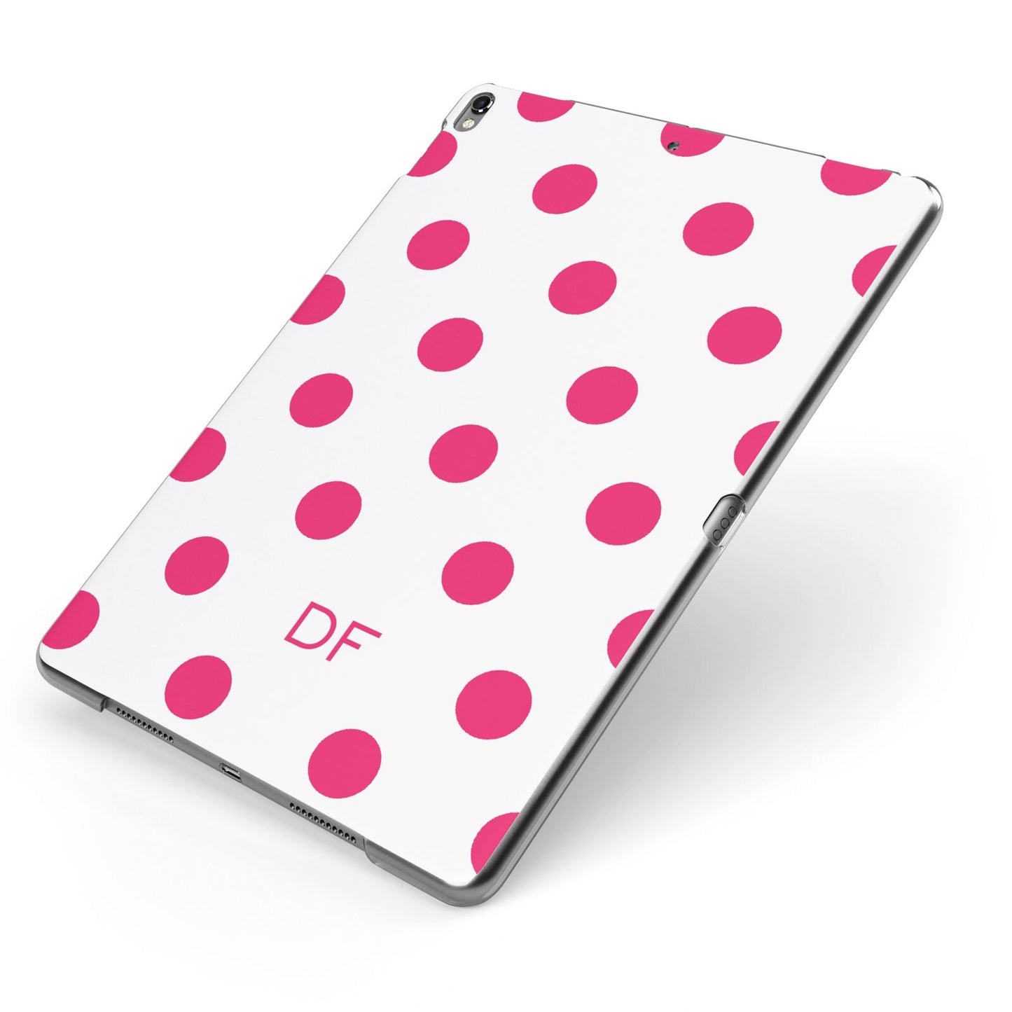 Initial Dots Personalised Apple iPad Case on Grey iPad Side View