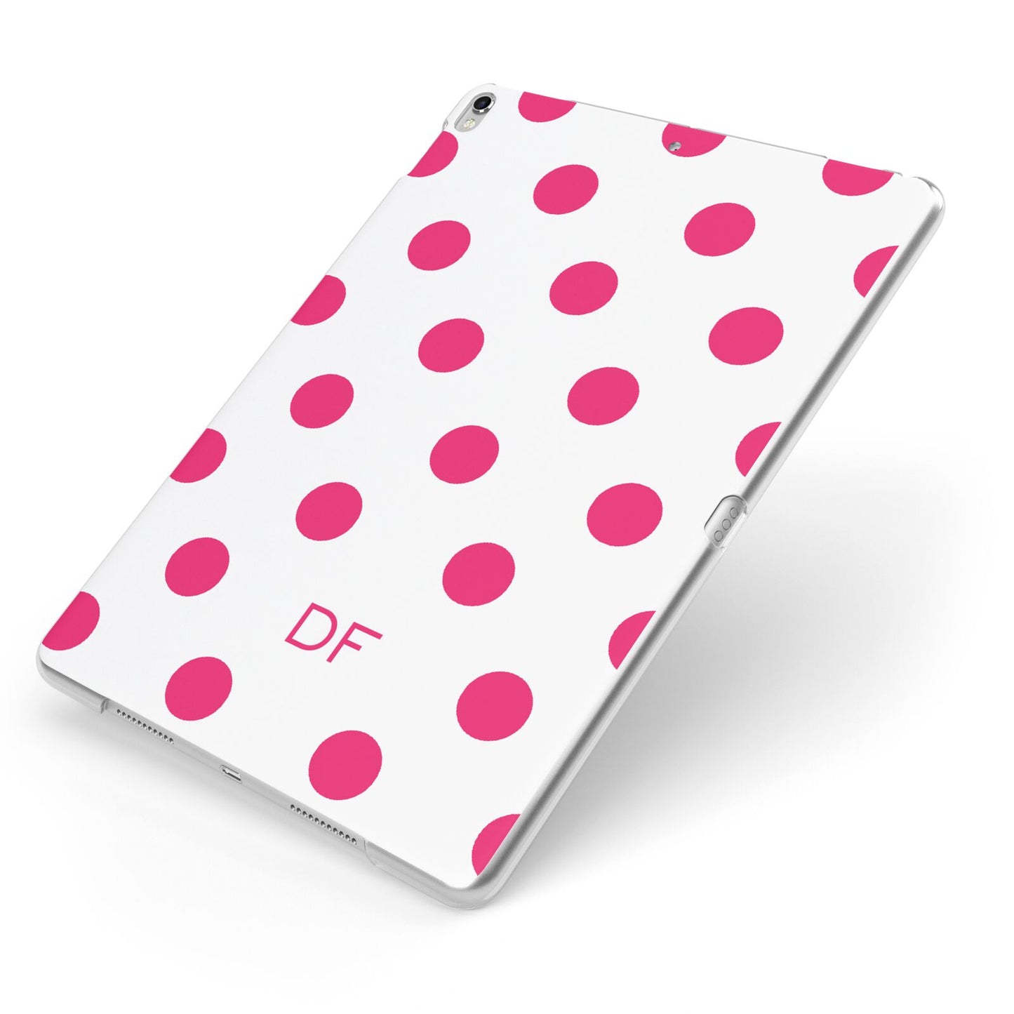 Initial Dots Personalised Apple iPad Case on Silver iPad Side View