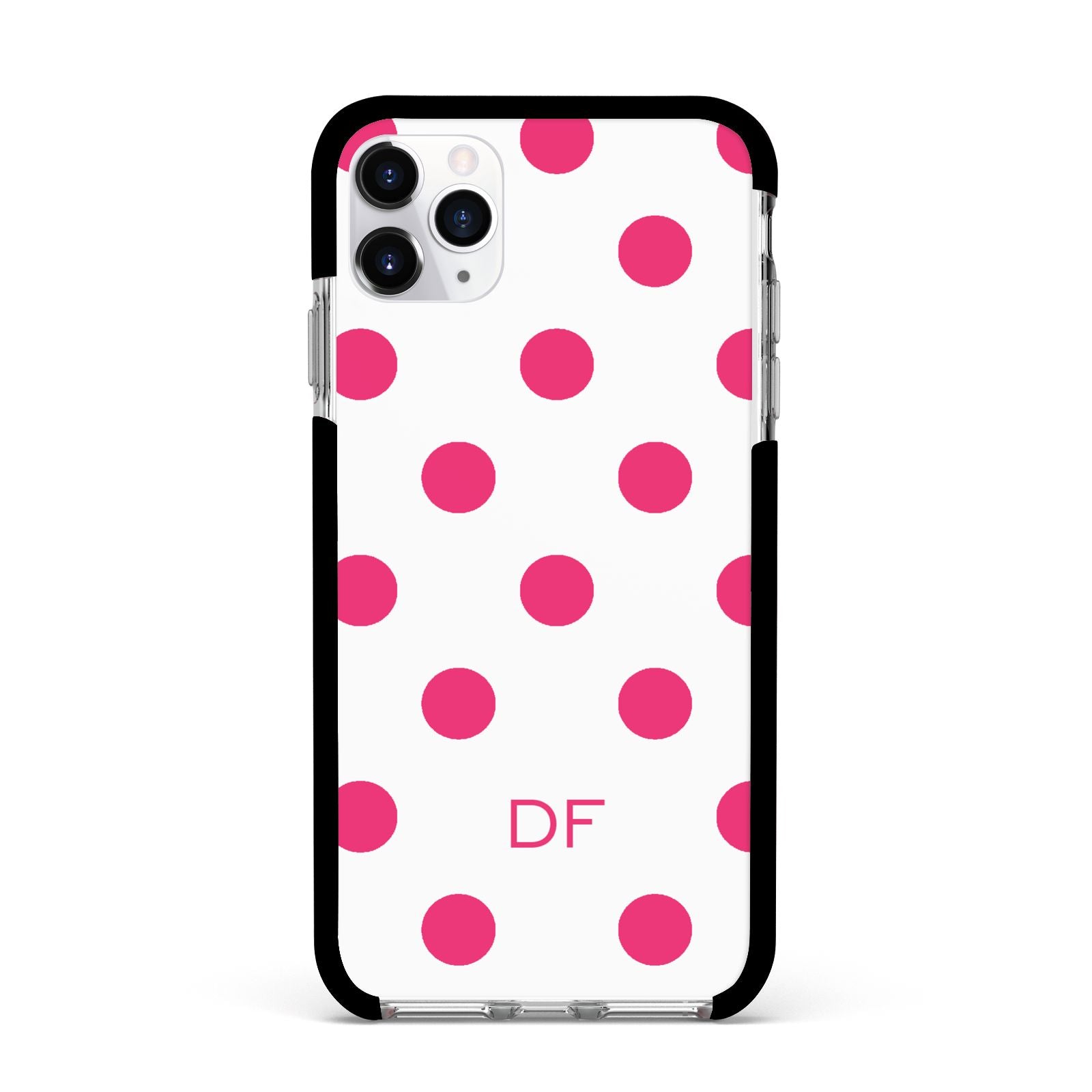 Initial Dots Personalised Apple iPhone 11 Pro Max in Silver with Black Impact Case