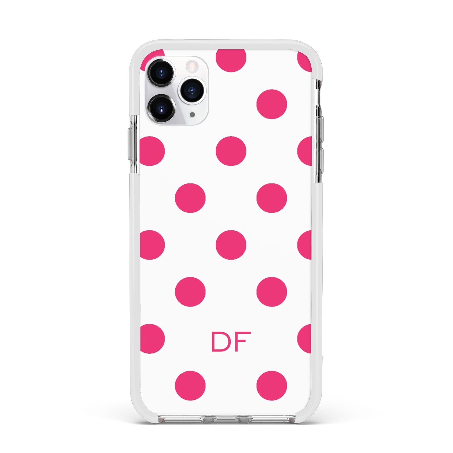 Initial Dots Personalised Apple iPhone 11 Pro Max in Silver with White Impact Case