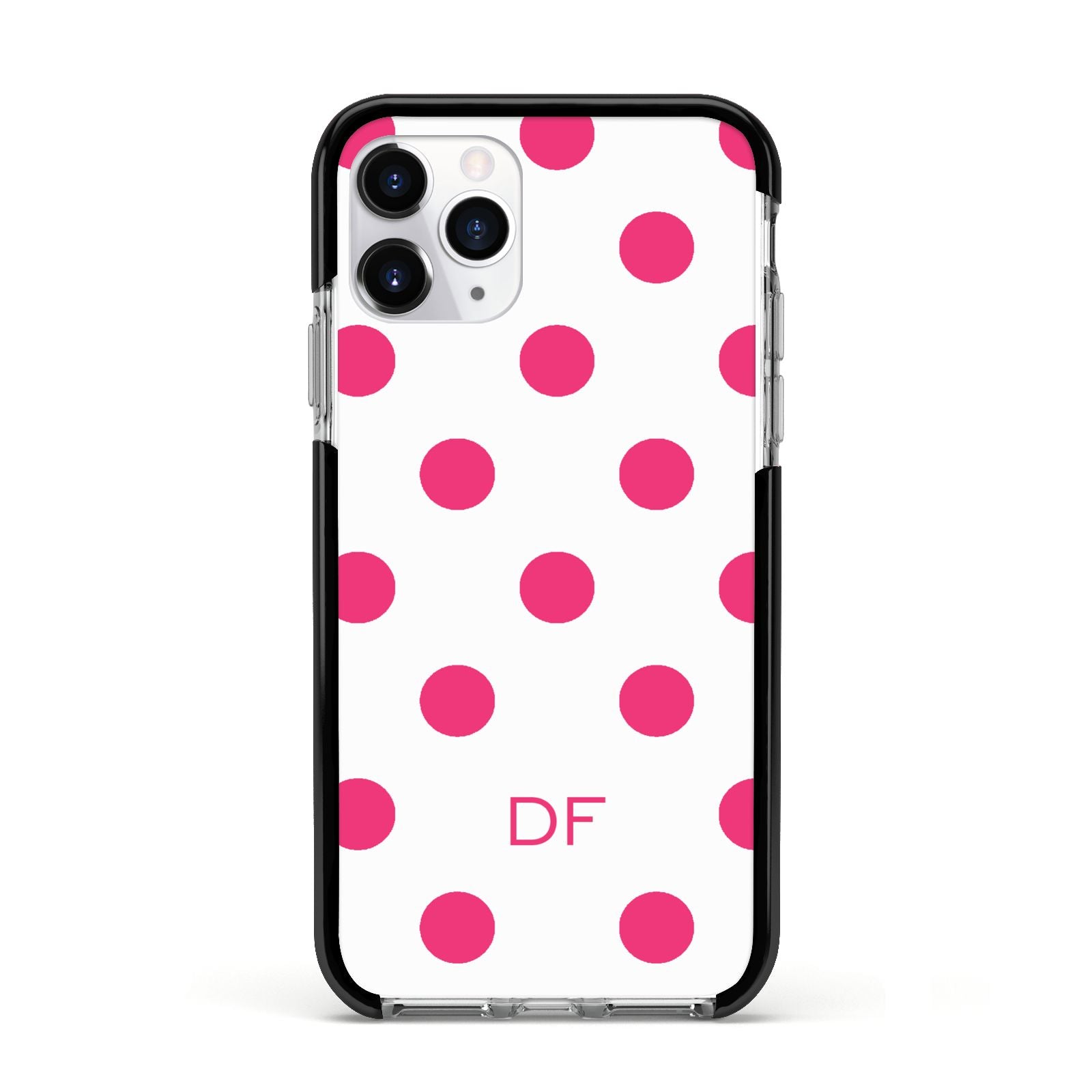 Initial Dots Personalised Apple iPhone 11 Pro in Silver with Black Impact Case