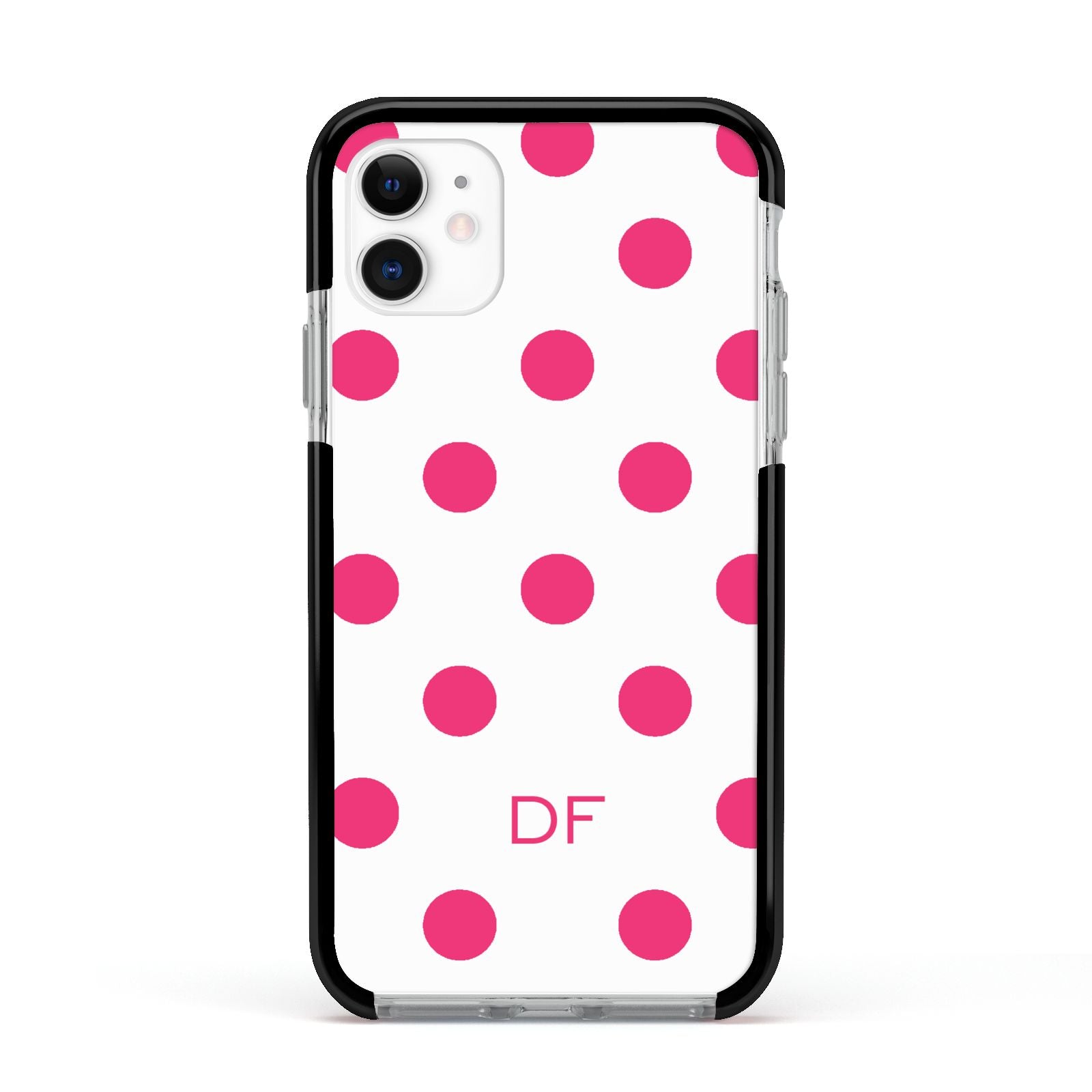 Initial Dots Personalised Apple iPhone 11 in White with Black Impact Case