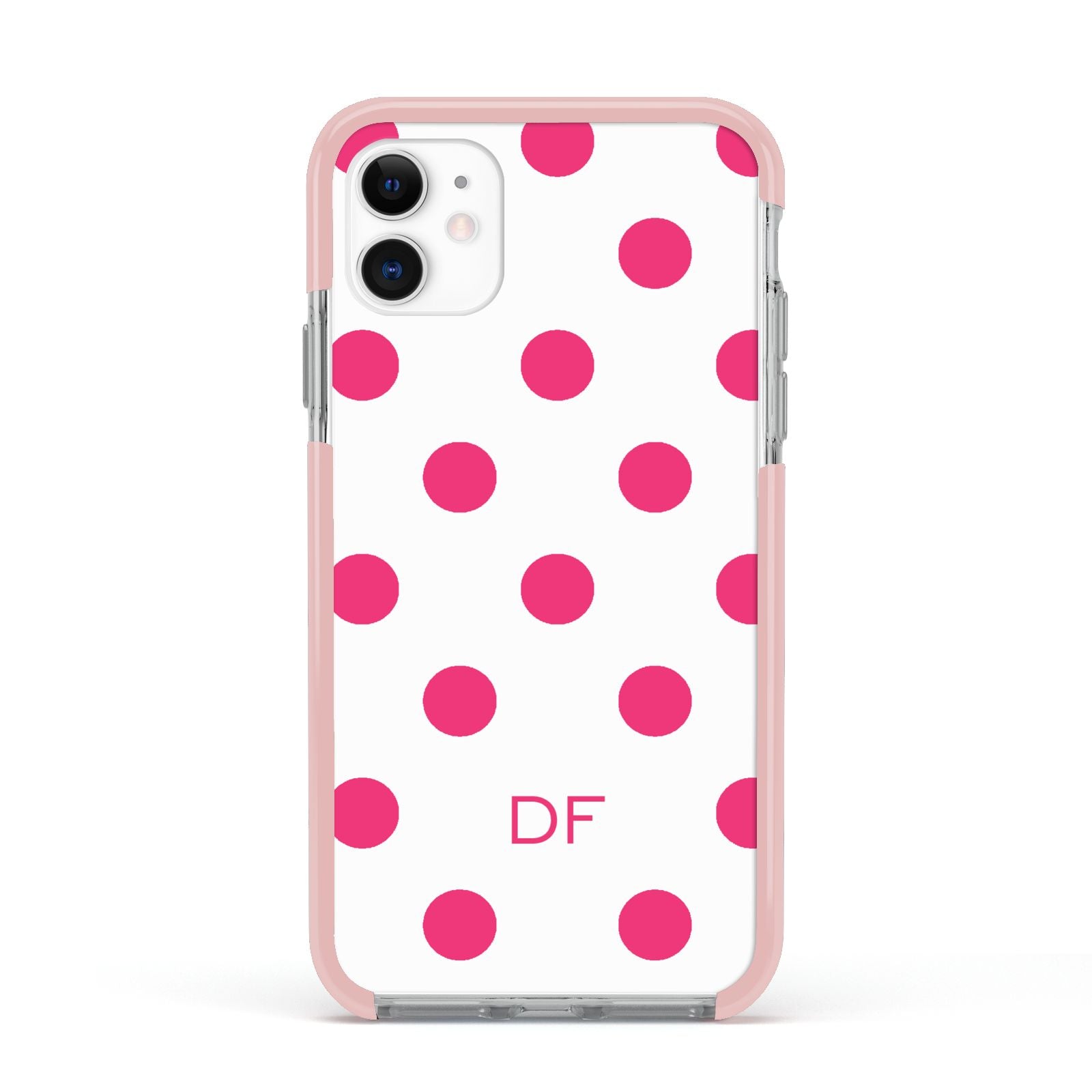 Initial Dots Personalised Apple iPhone 11 in White with Pink Impact Case