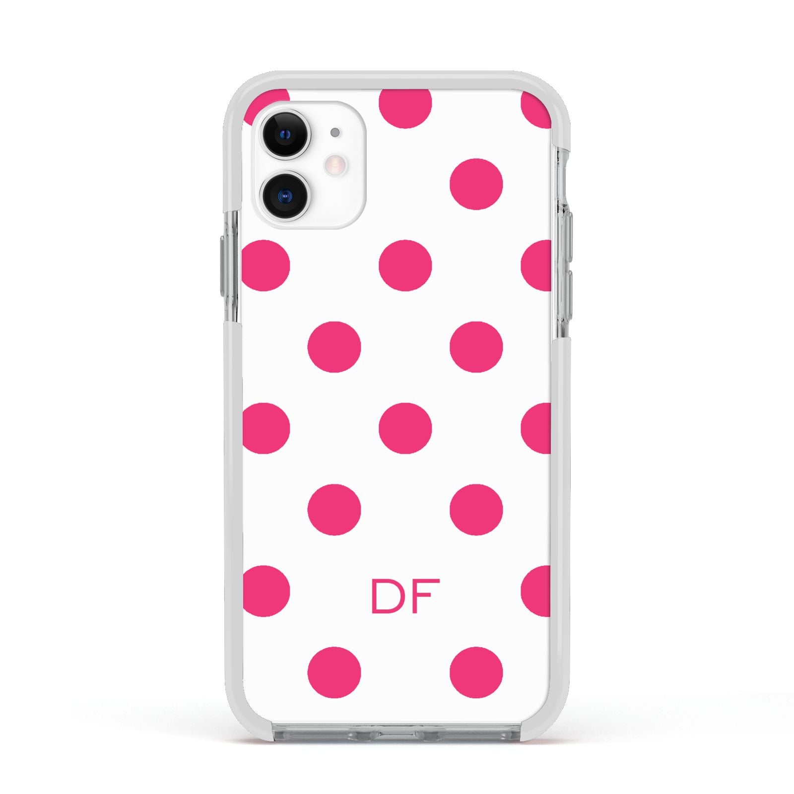 Initial Dots Personalised Apple iPhone 11 in White with White Impact Case