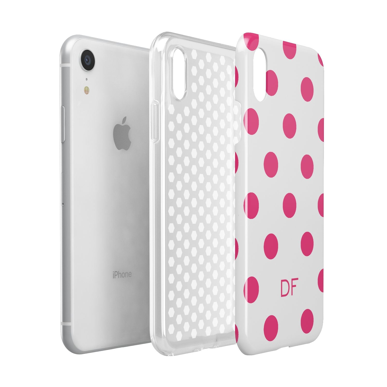 Initial Dots Personalised Apple iPhone XR White 3D Tough Case Expanded view