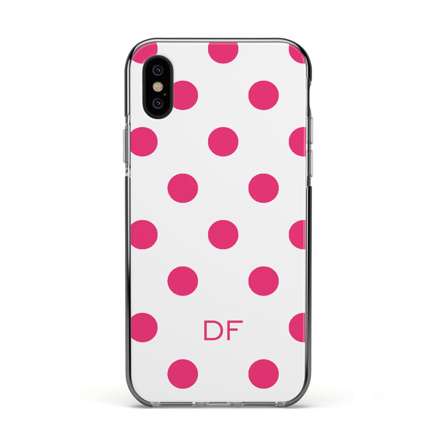 Initial Dots Personalised Apple iPhone Xs Impact Case Black Edge on Black Phone