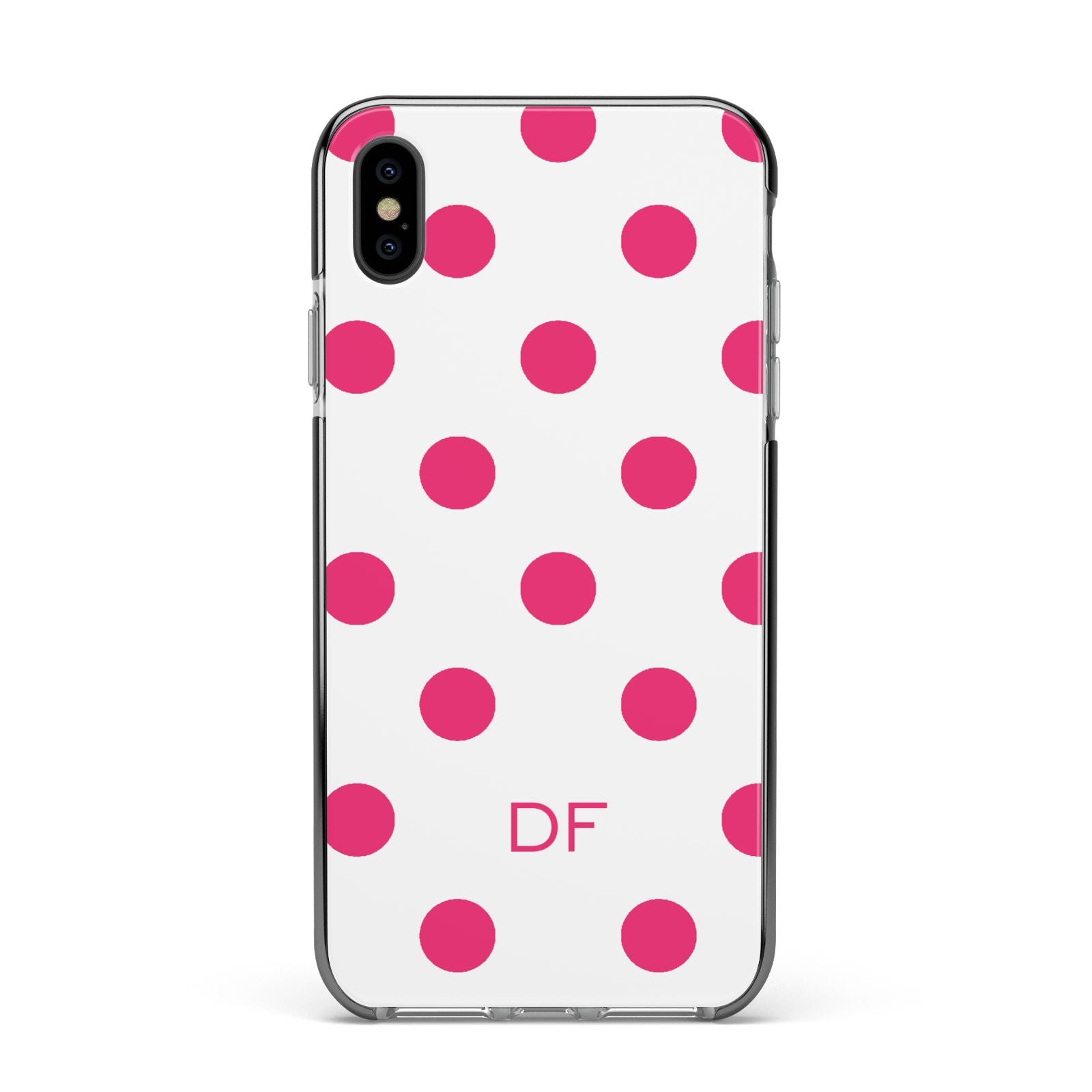 Initial Dots Personalised Apple iPhone Xs Max Impact Case Black Edge on Black Phone