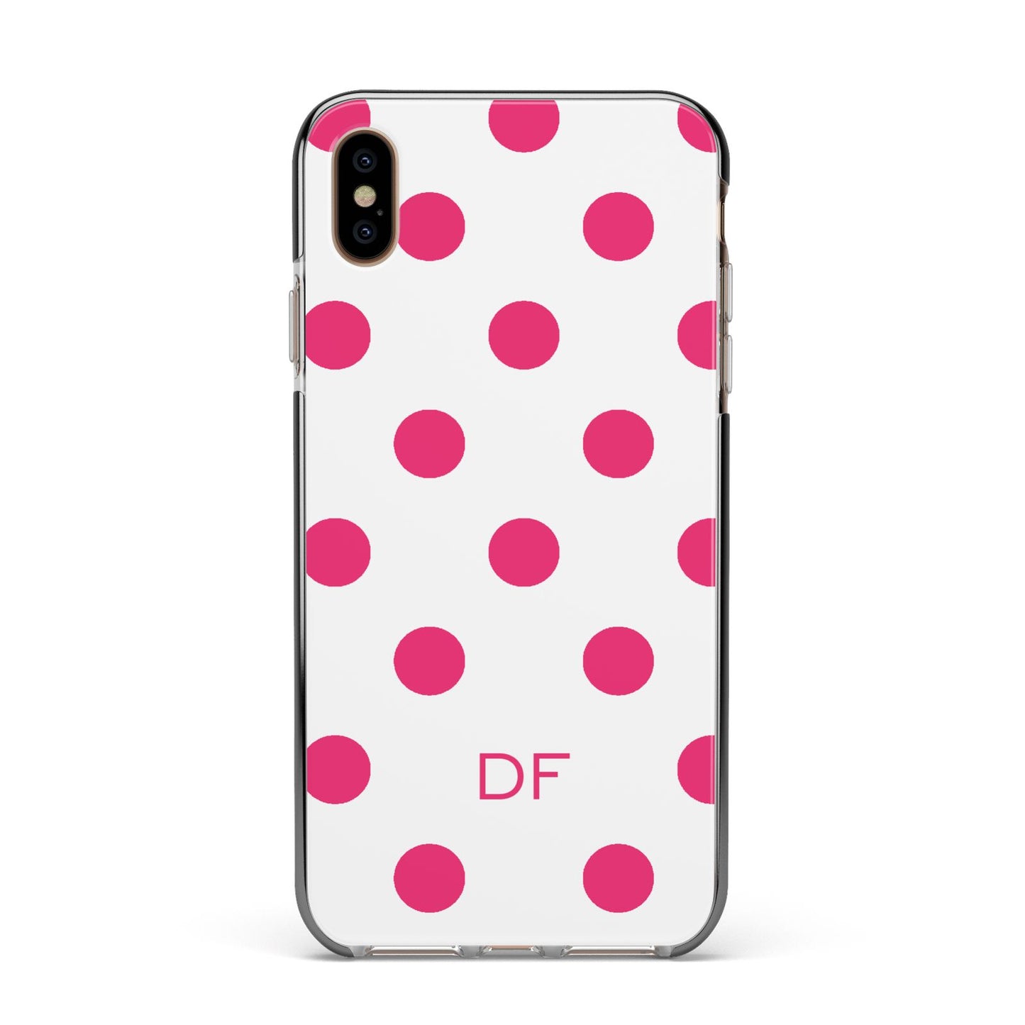 Initial Dots Personalised Apple iPhone Xs Max Impact Case Black Edge on Gold Phone