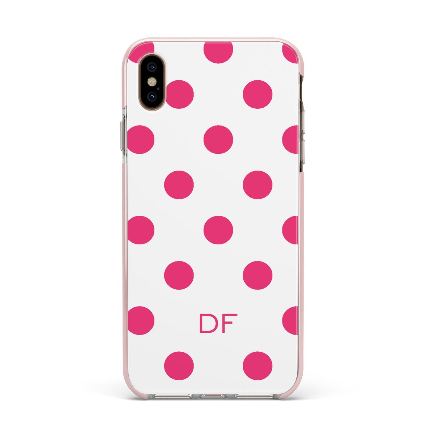 Initial Dots Personalised Apple iPhone Xs Max Impact Case Pink Edge on Gold Phone