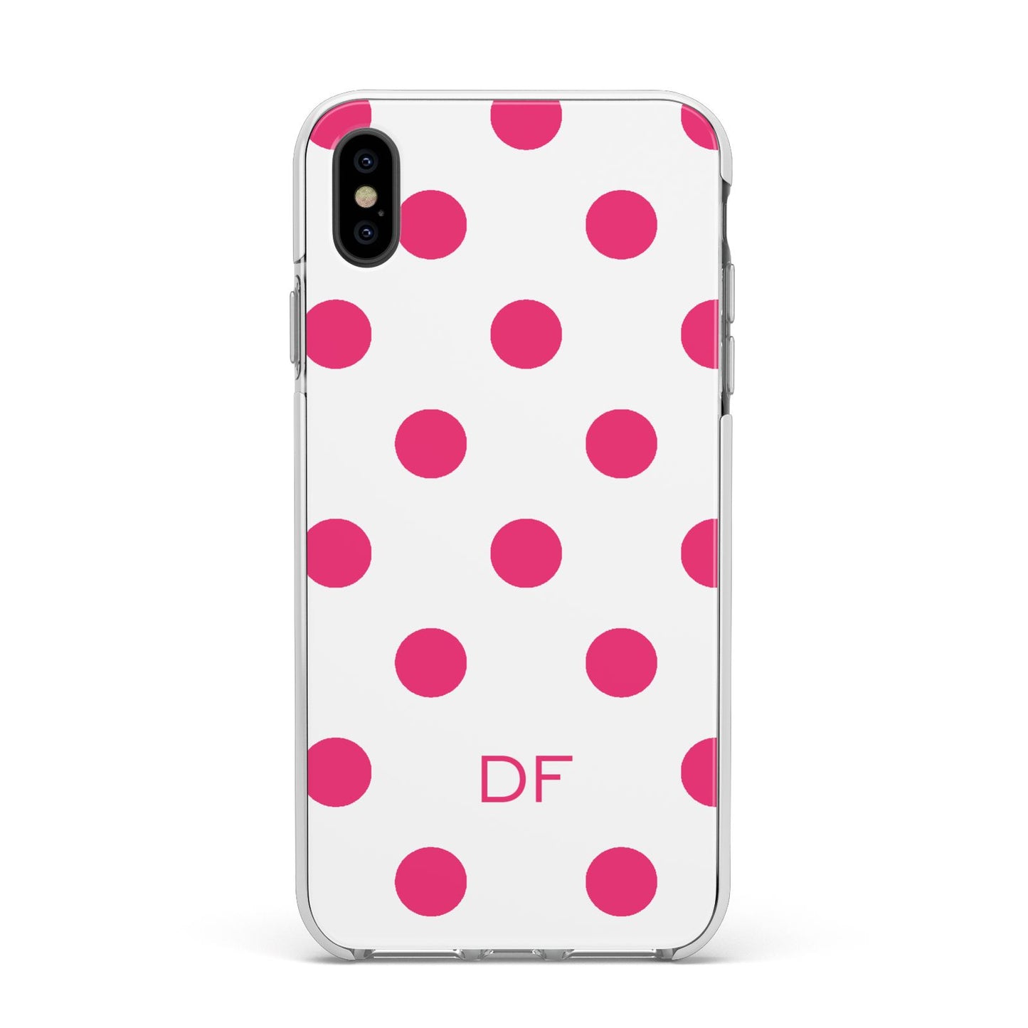 Initial Dots Personalised Apple iPhone Xs Max Impact Case White Edge on Black Phone