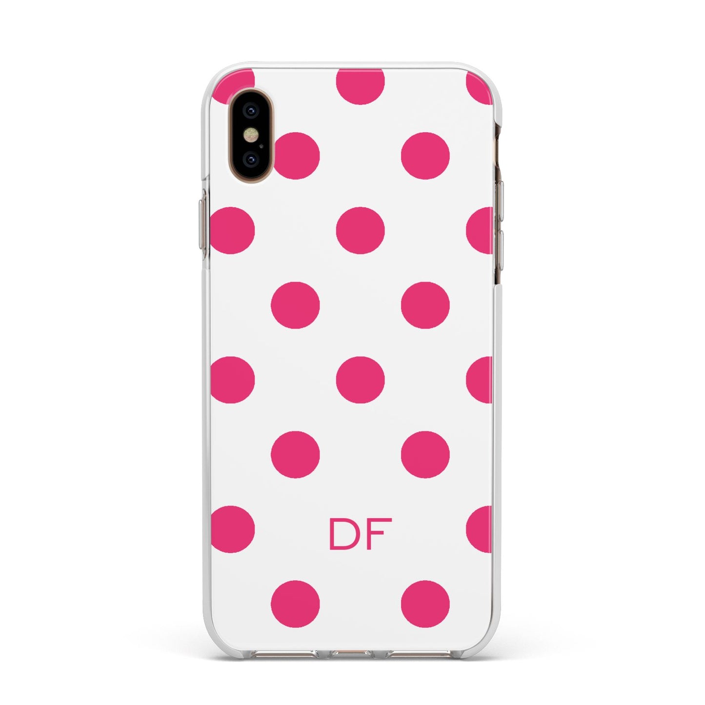 Initial Dots Personalised Apple iPhone Xs Max Impact Case White Edge on Gold Phone