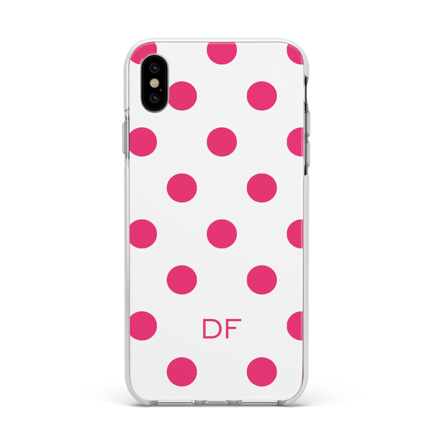 Initial Dots Personalised Apple iPhone Xs Max Impact Case White Edge on Silver Phone