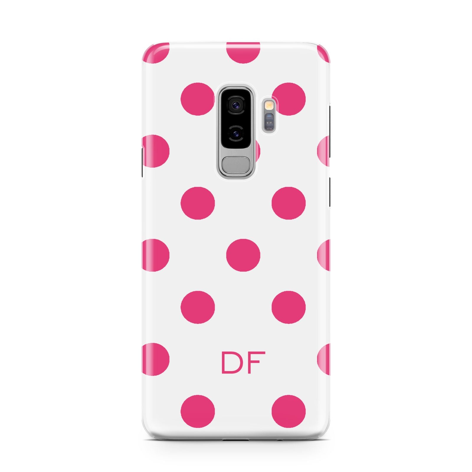 Initial Dots Personalised Samsung Galaxy S9 Plus Case on Silver phone