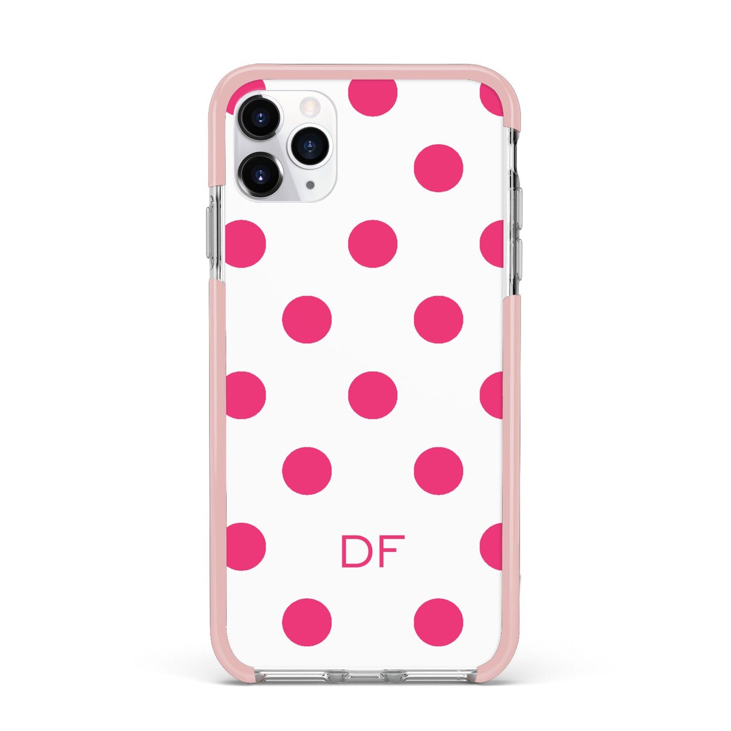 Initial Dots Personalised iPhone 11 Pro Max Impact Pink Edge Case