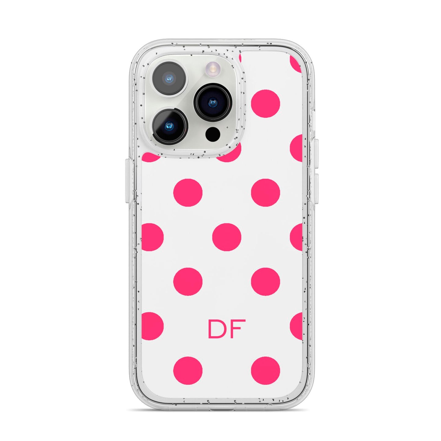 Initial Dots Personalised iPhone 14 Pro Glitter Tough Case Silver