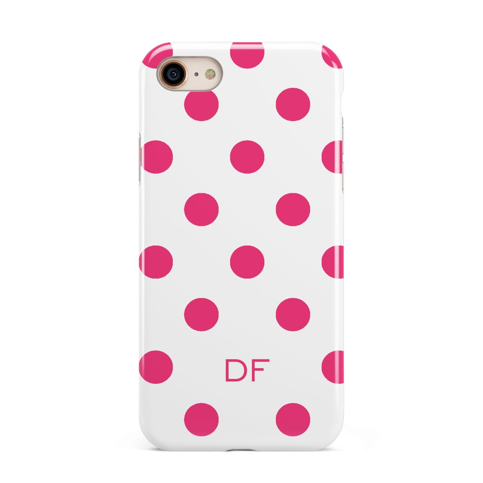 Initial Dots Personalised iPhone 8 3D Tough Case on Gold Phone