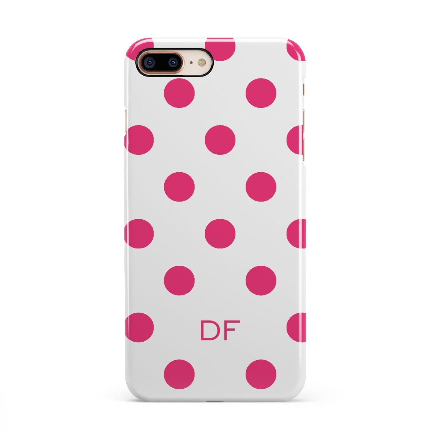 Initial Dots Personalised iPhone 8 Plus 3D Snap Case on Gold Phone