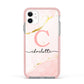 Initial Pink Gold Watercolour Custom Marble Apple iPhone 11 in White with Pink Impact Case
