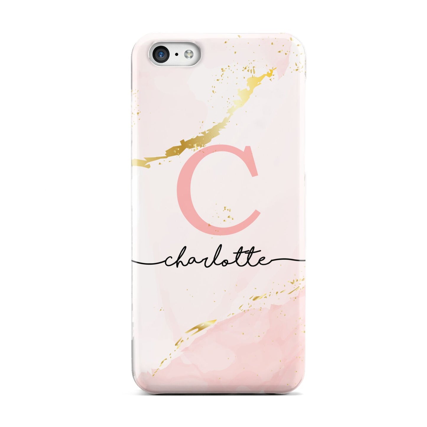 Initial Pink Gold Watercolour Custom Marble Apple iPhone 5c Case