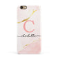 Initial Pink Gold Watercolour Custom Marble Apple iPhone 6 3D Snap Case