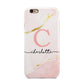 Initial Pink Gold Watercolour Custom Marble Apple iPhone 6 3D Tough Case