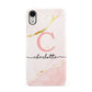 Initial Pink Gold Watercolour Custom Marble Apple iPhone XR White 3D Snap Case