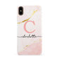 Initial Pink Gold Watercolour Custom Marble Apple iPhone Xs Max 3D Snap Case