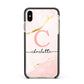 Initial Pink Gold Watercolour Custom Marble Apple iPhone Xs Max Impact Case Black Edge on Gold Phone