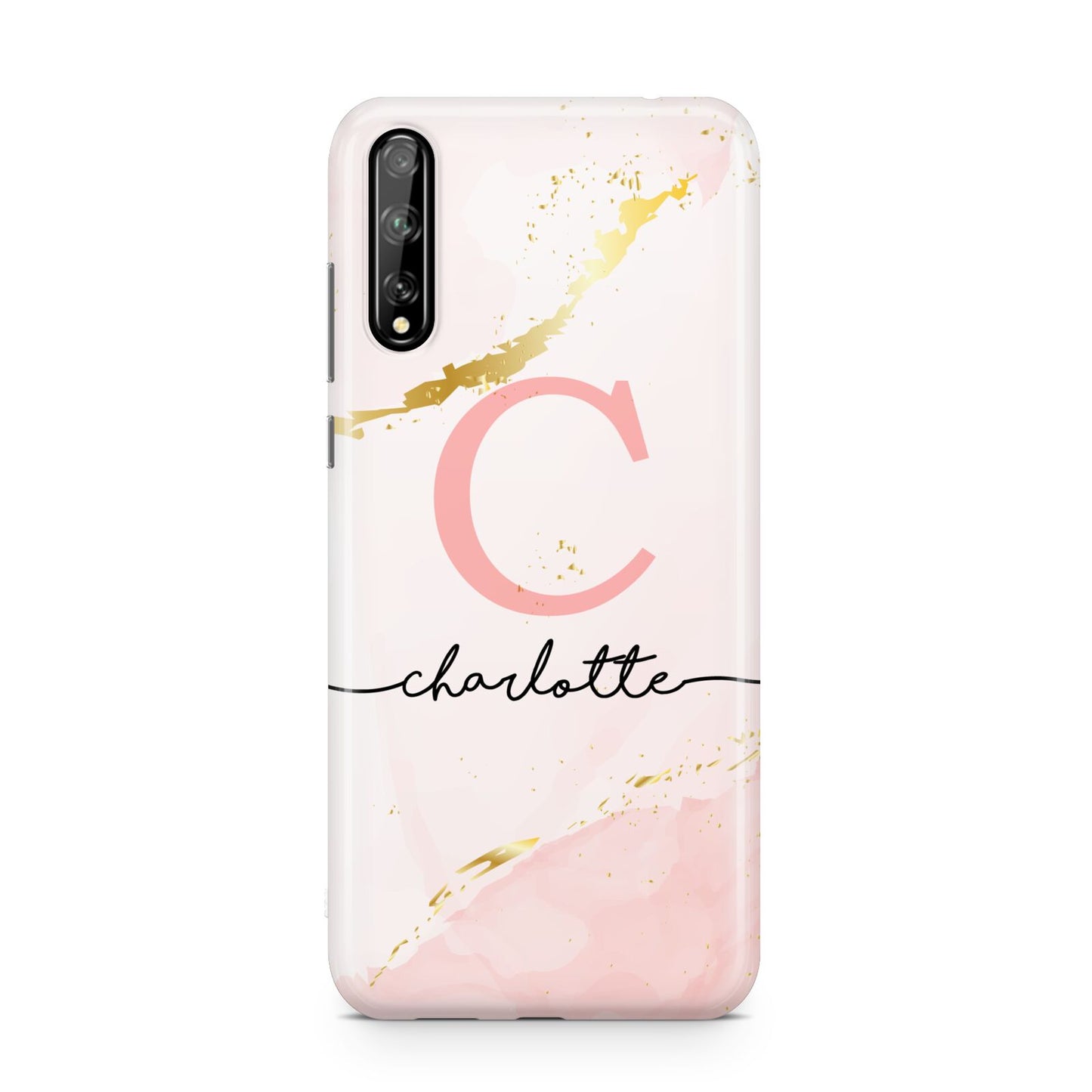 Initial Pink Gold Watercolour Custom Marble Huawei Enjoy 10s Phone Case