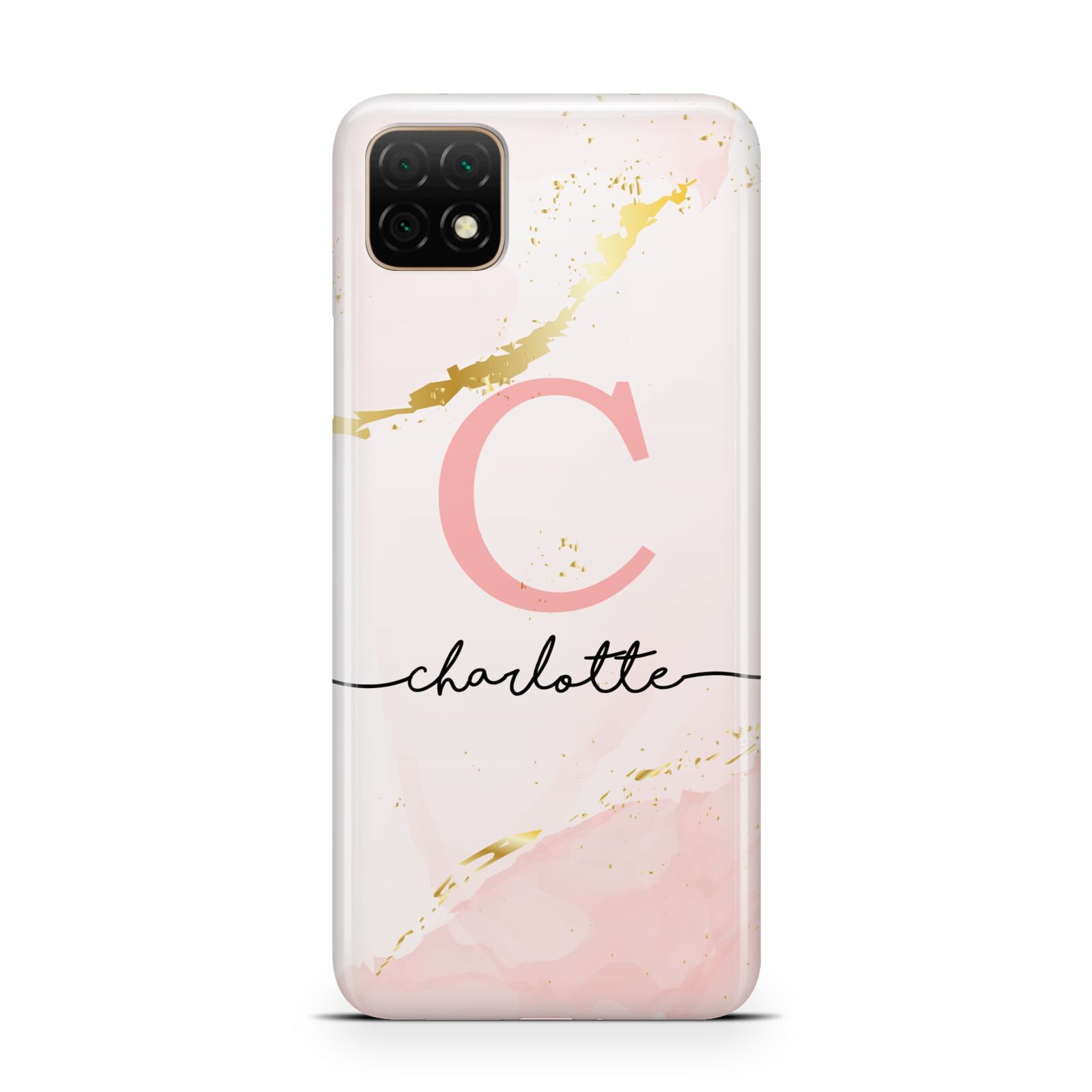 Initial Pink Gold Watercolour Custom Marble Huawei Enjoy 20 Phone Case