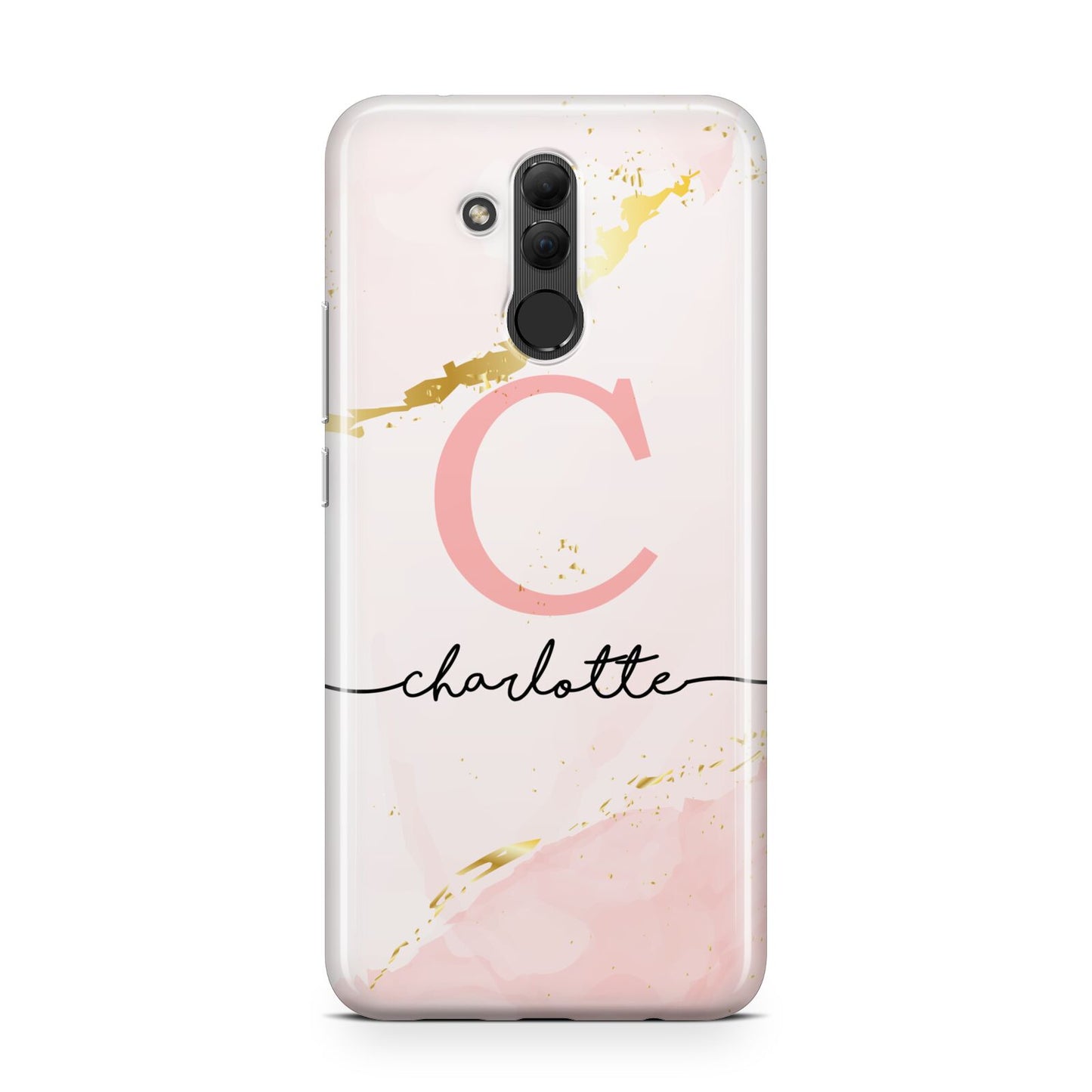 Initial Pink Gold Watercolour Custom Marble Huawei Mate 20 Lite