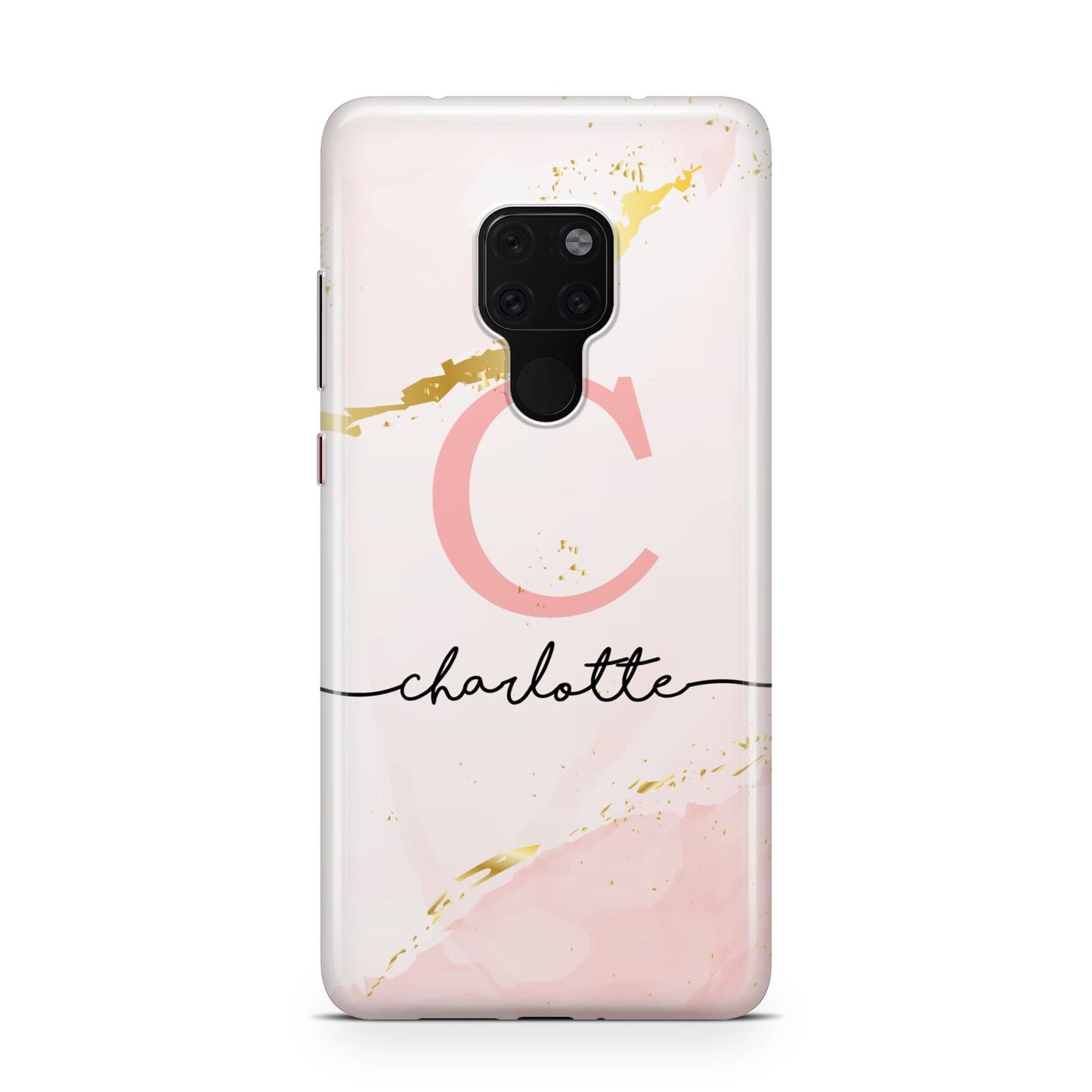 Initial Pink Gold Watercolour Custom Marble Huawei Mate 20 Phone Case