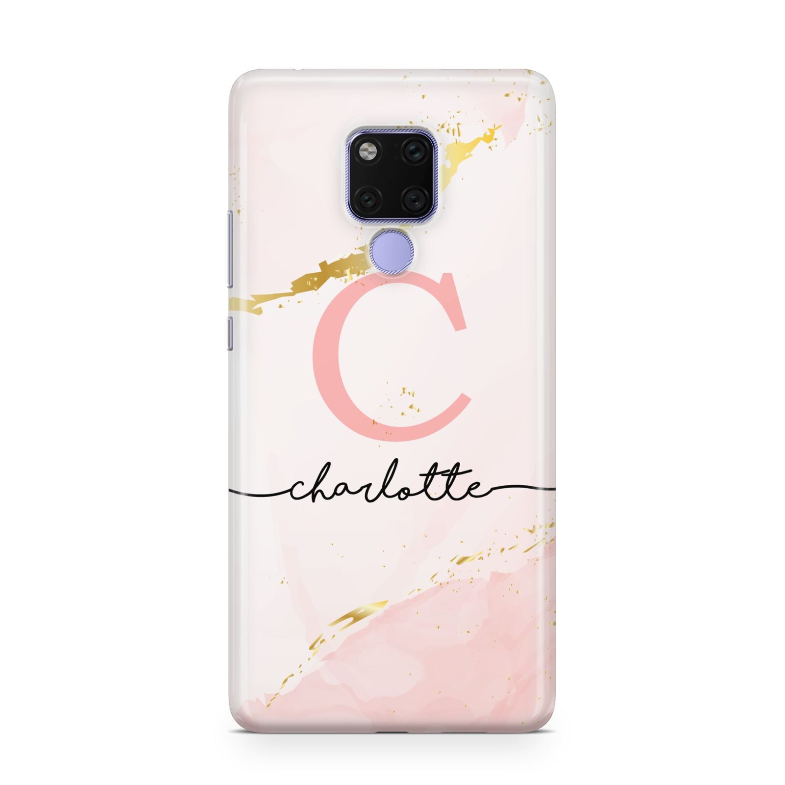 Initial Pink Gold Watercolour Custom Marble Huawei Mate 20X Phone Case