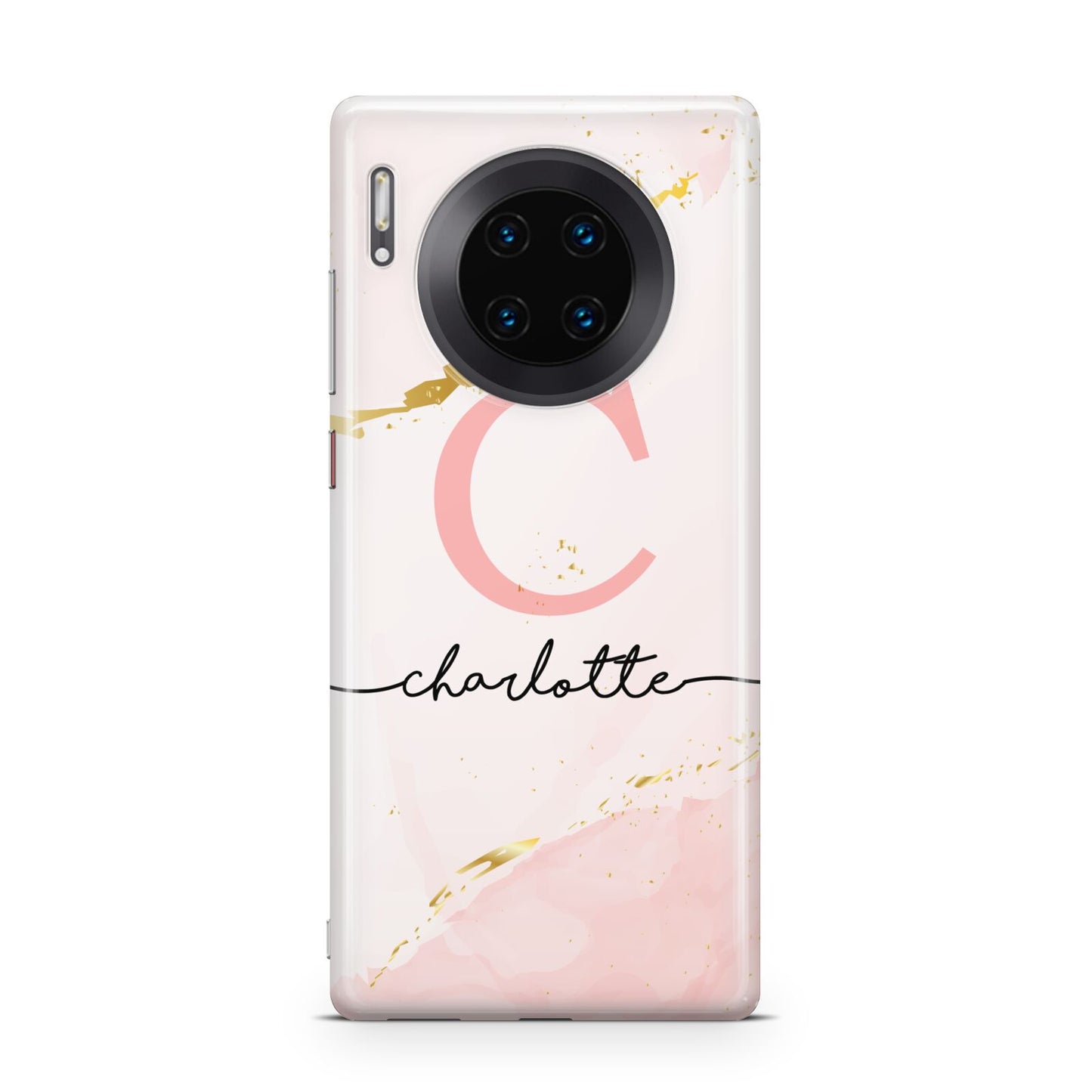 Initial Pink Gold Watercolour Custom Marble Huawei Mate 30 Pro Phone Case