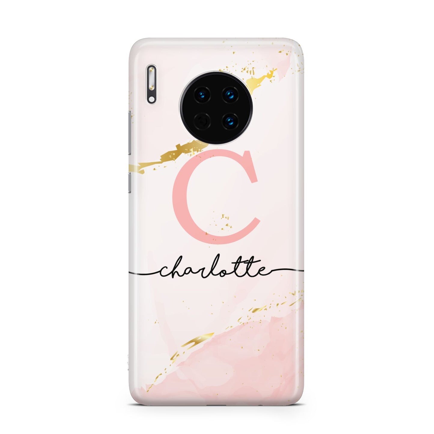 Initial Pink Gold Watercolour Custom Marble Huawei Mate 30