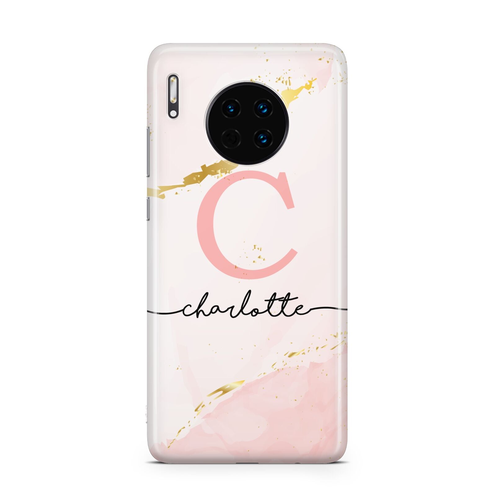 Initial Pink Gold Watercolour Custom Marble Huawei Mate 30