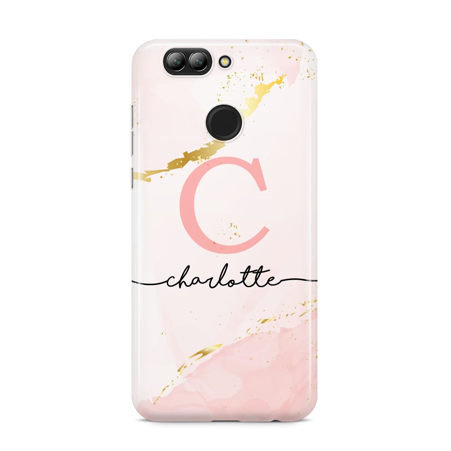 Initial Pink Gold Watercolour Custom Marble Huawei Nova 2s Phone Case