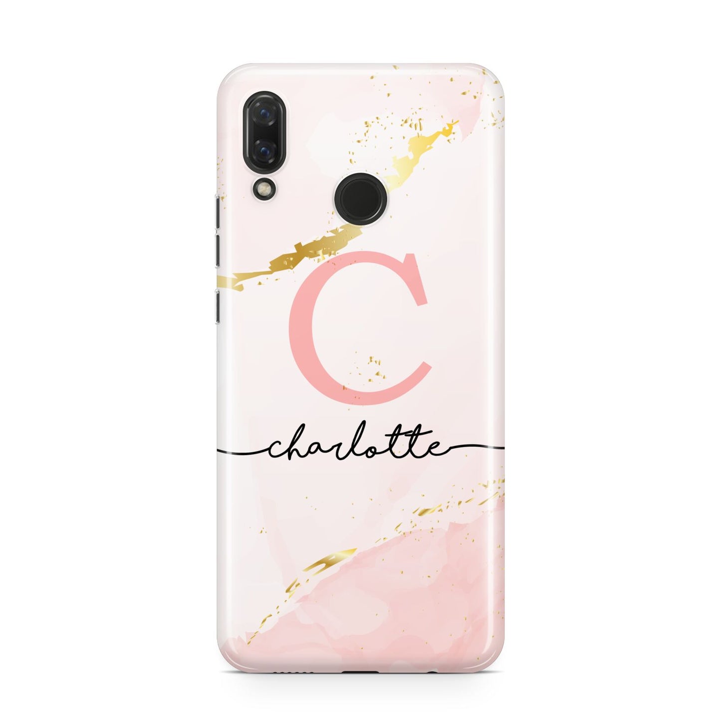 Initial Pink Gold Watercolour Custom Marble Huawei Nova 3 Phone Case