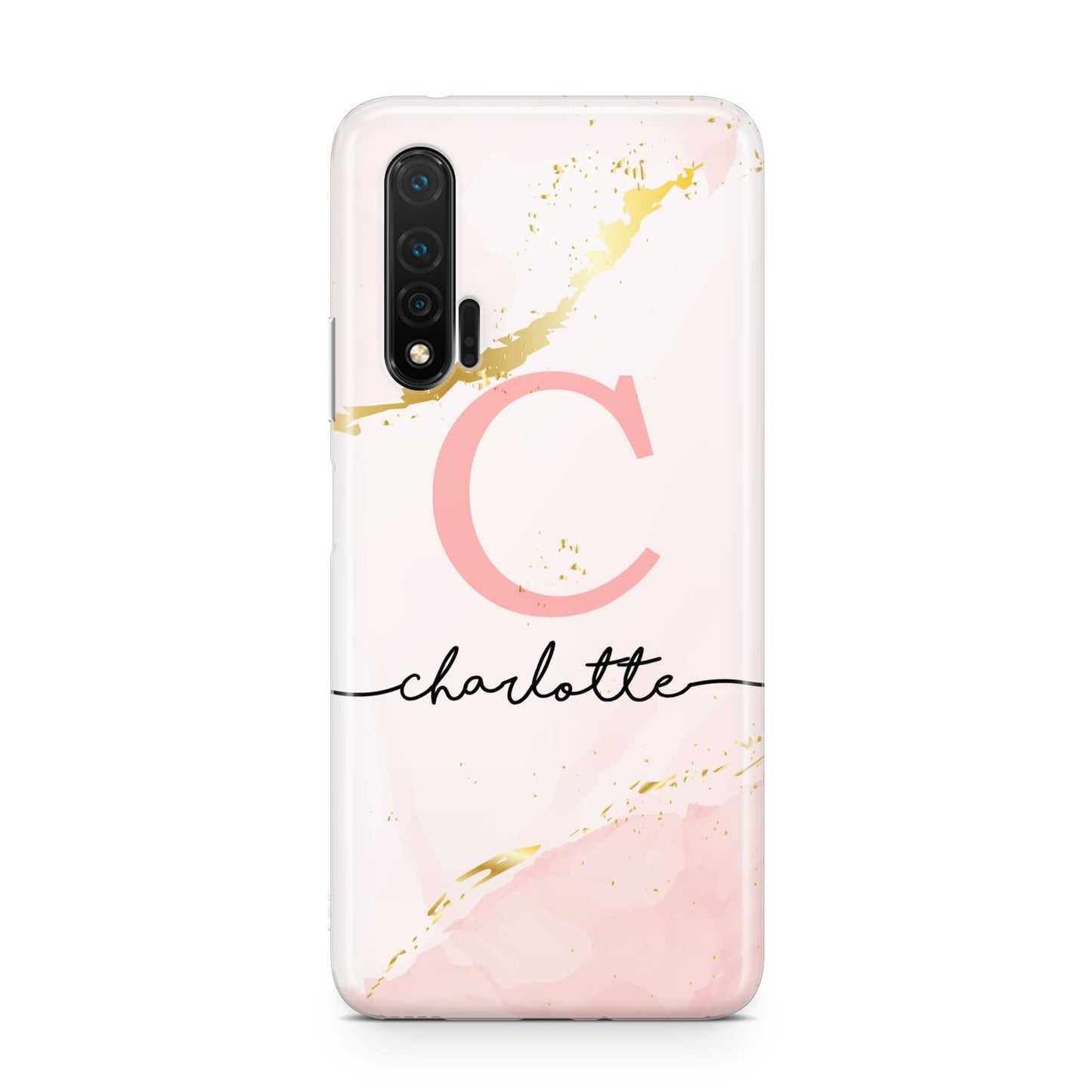 Initial Pink Gold Watercolour Custom Marble Huawei Nova 6 Phone Case