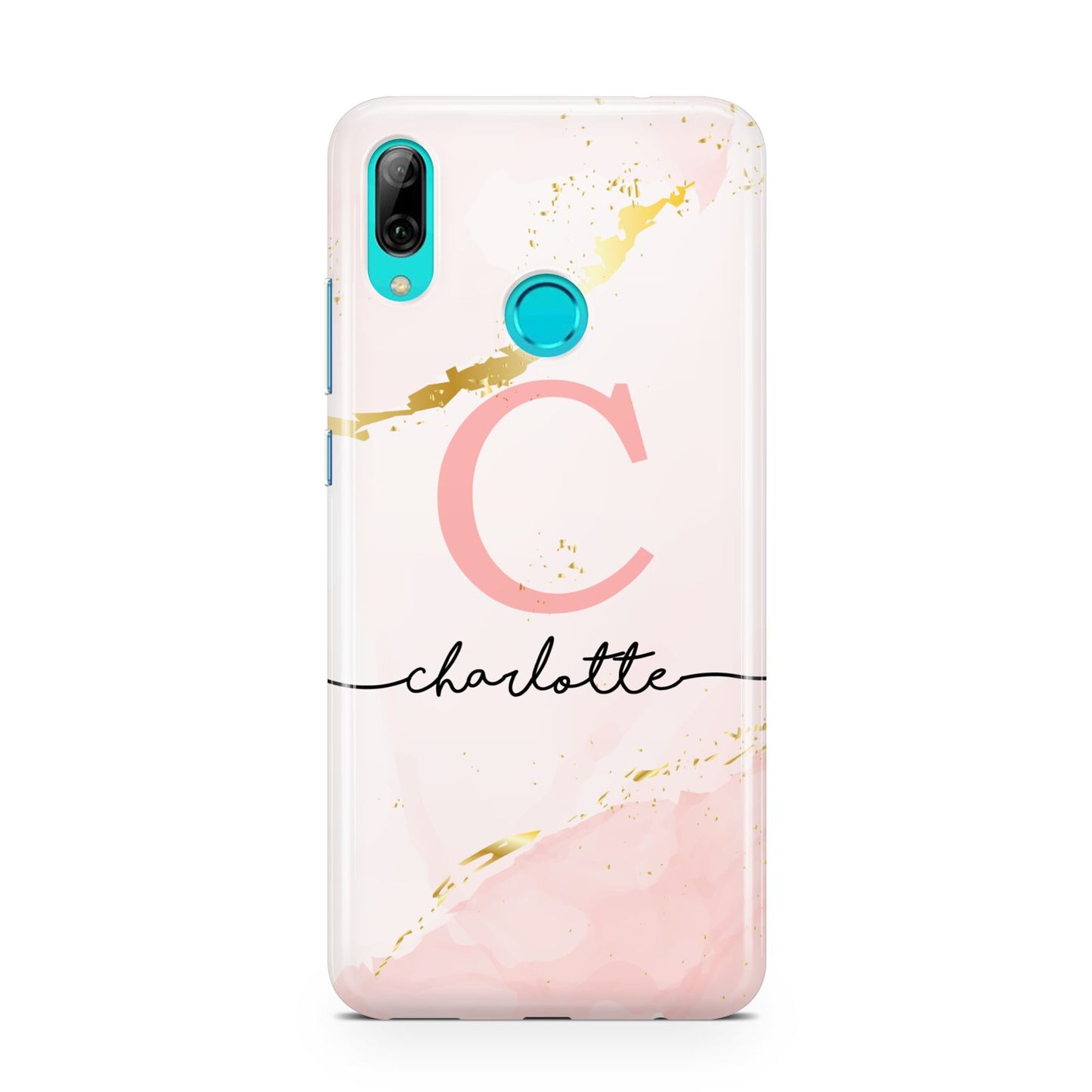 Initial Pink Gold Watercolour Custom Marble Huawei P Smart 2019 Case