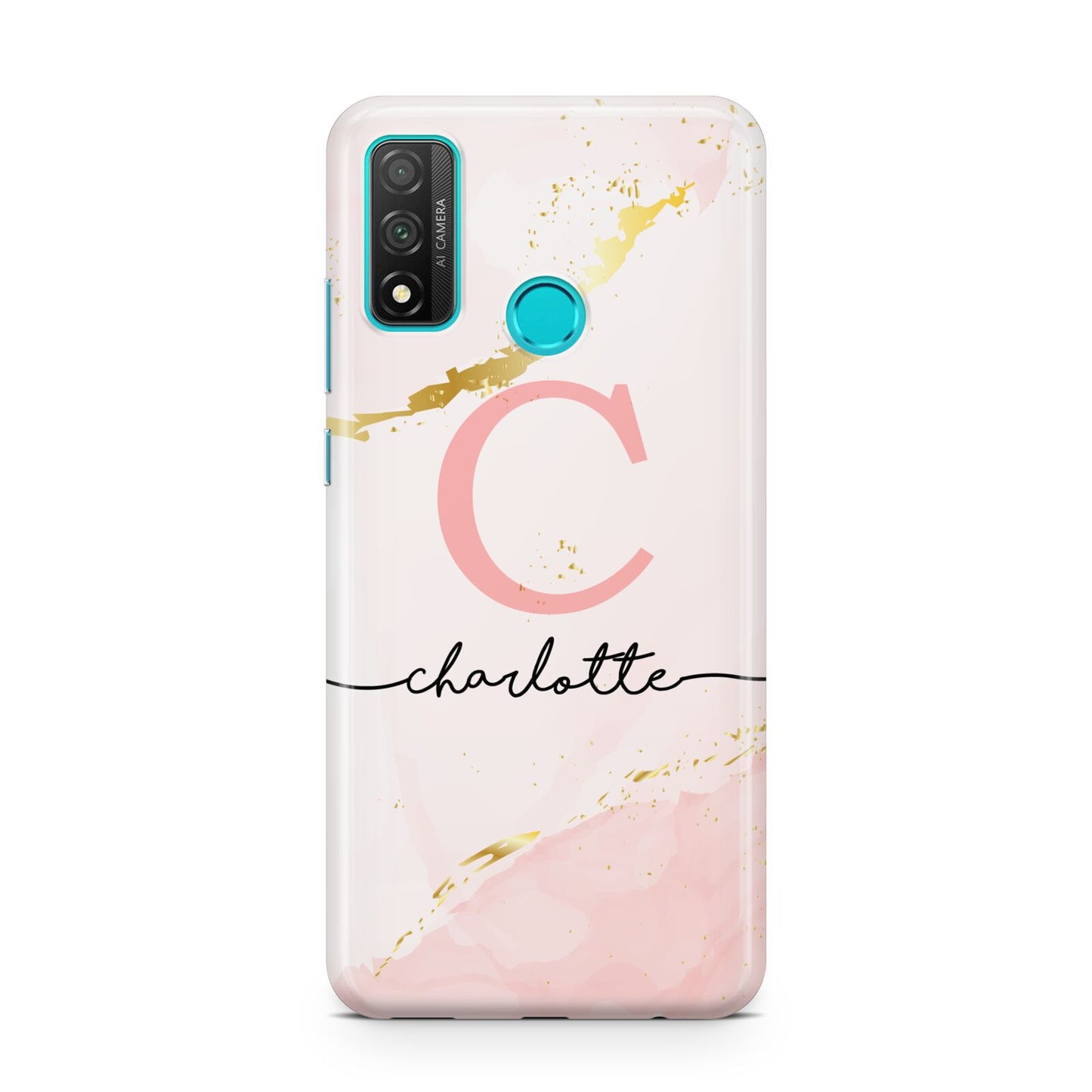 Initial Pink Gold Watercolour Custom Marble Huawei P Smart 2020